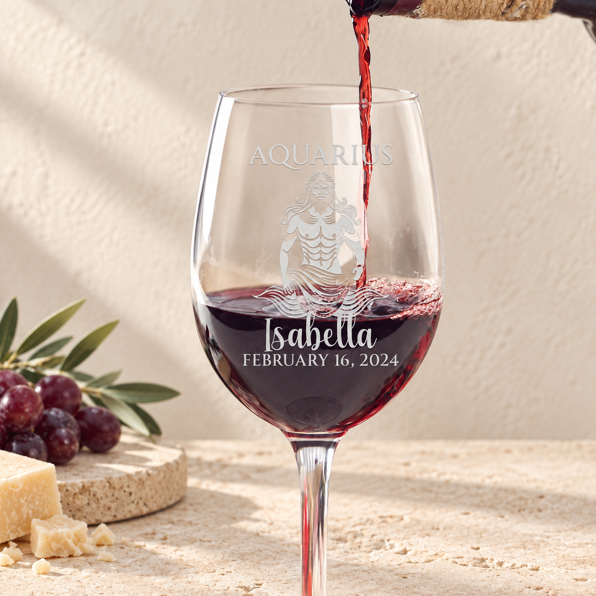 Personalized Wine Glass - Astrology - "AQUARIUS"