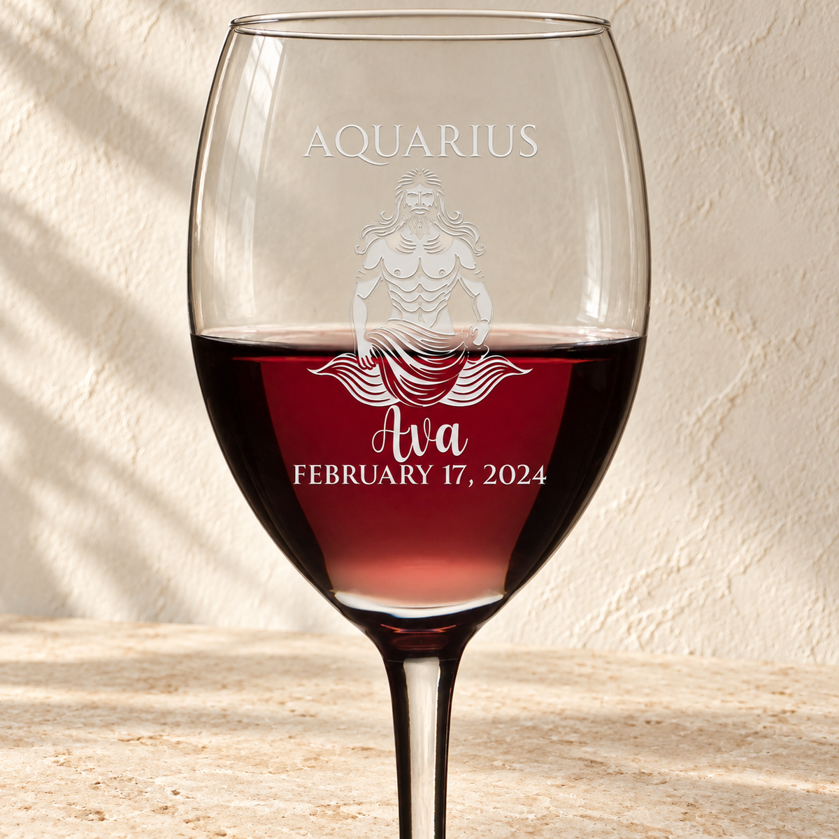Personalized Wine Glass - Astrology - "AQUARIUS"