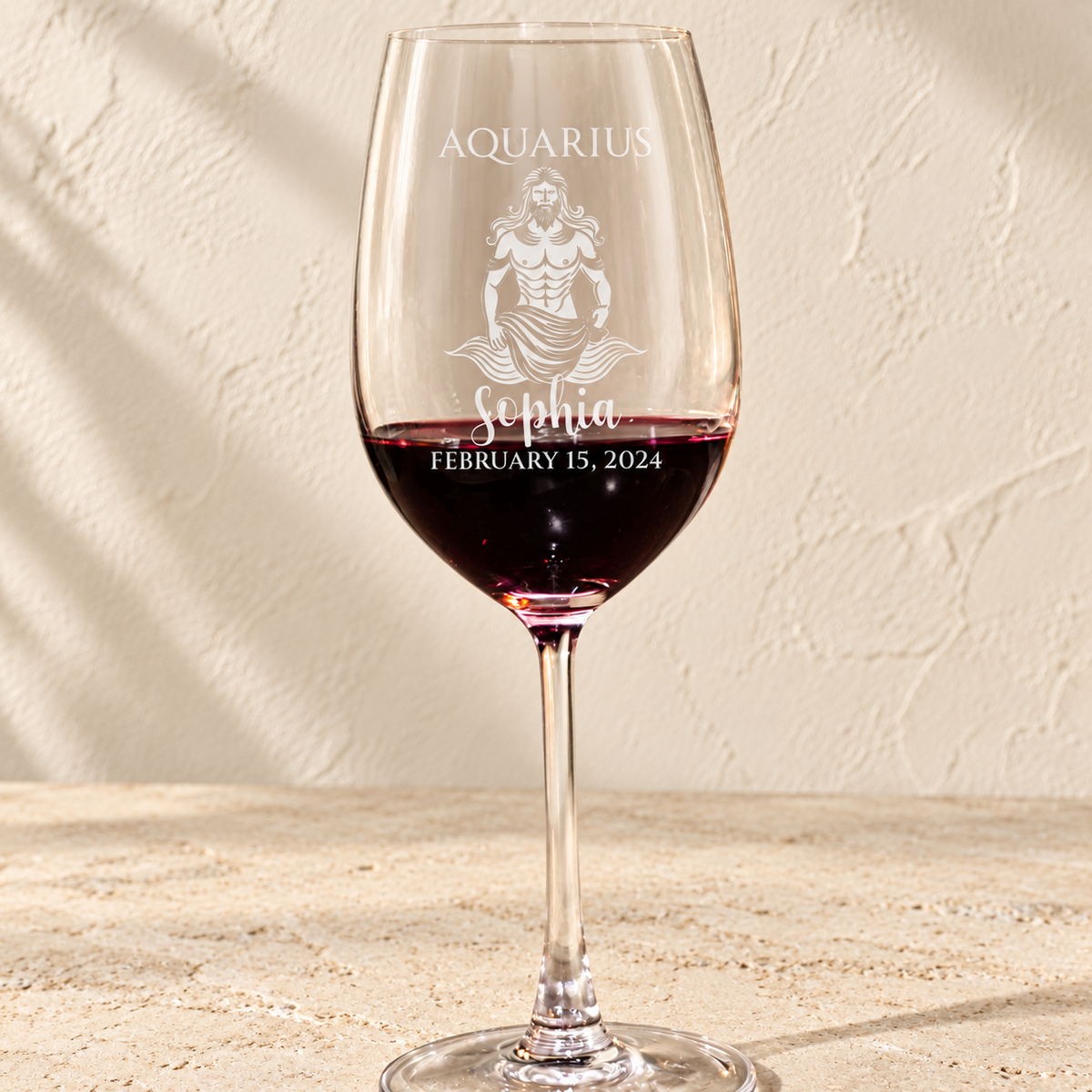 Personalized Wine Glass - Astrology - "AQUARIUS"