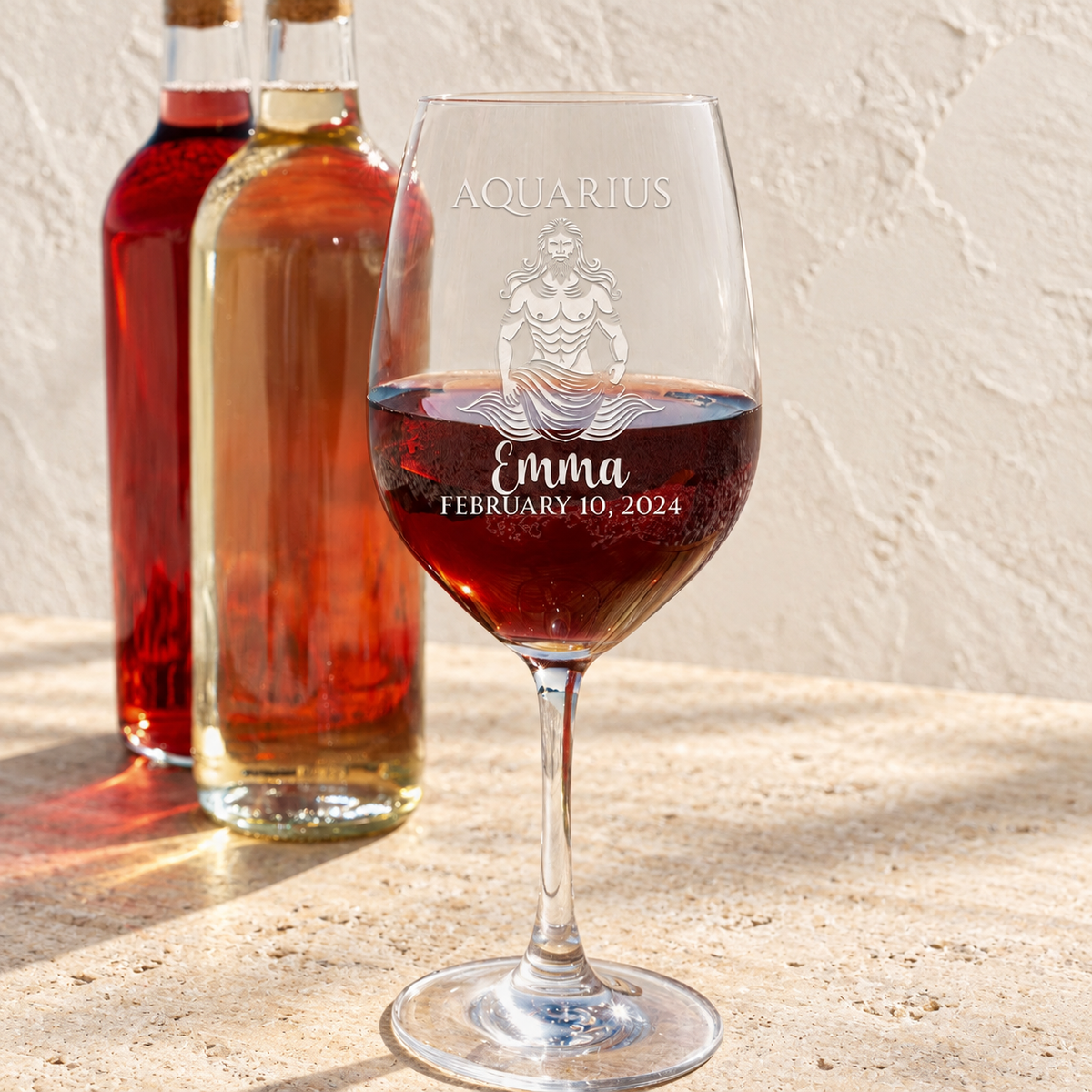 Personalized Wine Glass - Astrology - "AQUARIUS"