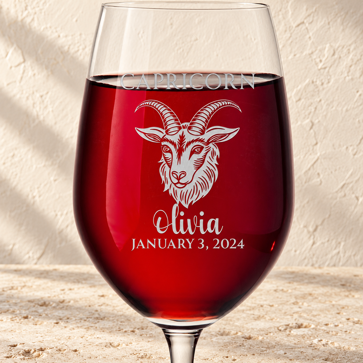 Personalized Wine Glass - Astrology - "CAPRICORN"