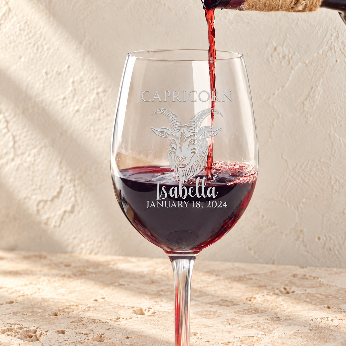 Personalized Wine Glass - Astrology - "CAPRICORN"
