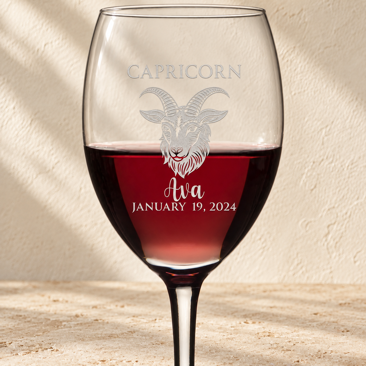Personalized Wine Glass - Astrology - "CAPRICORN"
