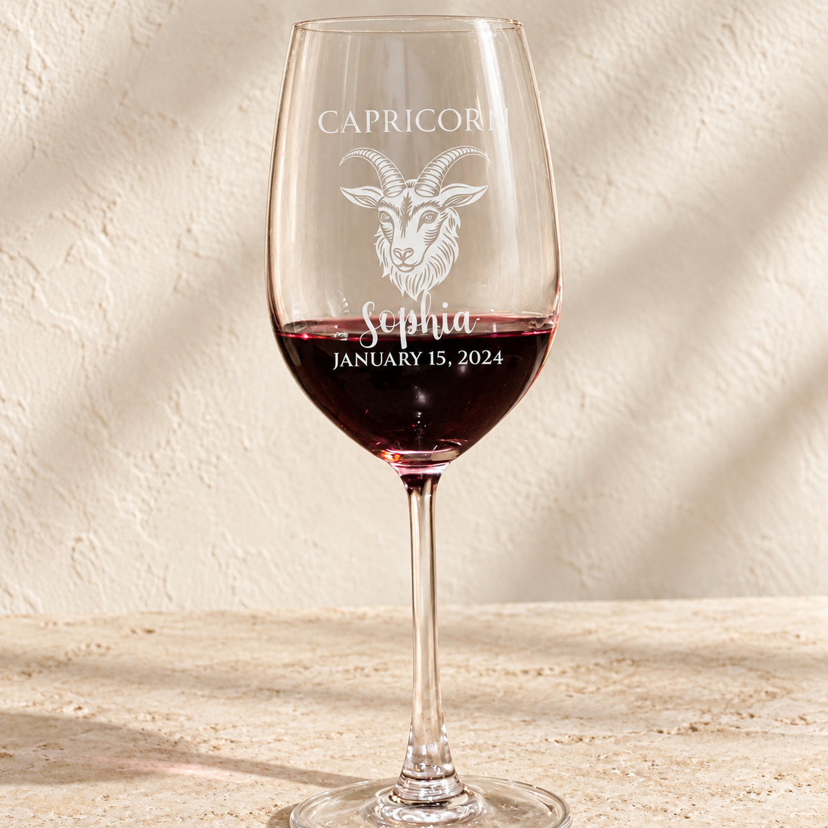 Personalized Wine Glass - Astrology - "CAPRICORN"
