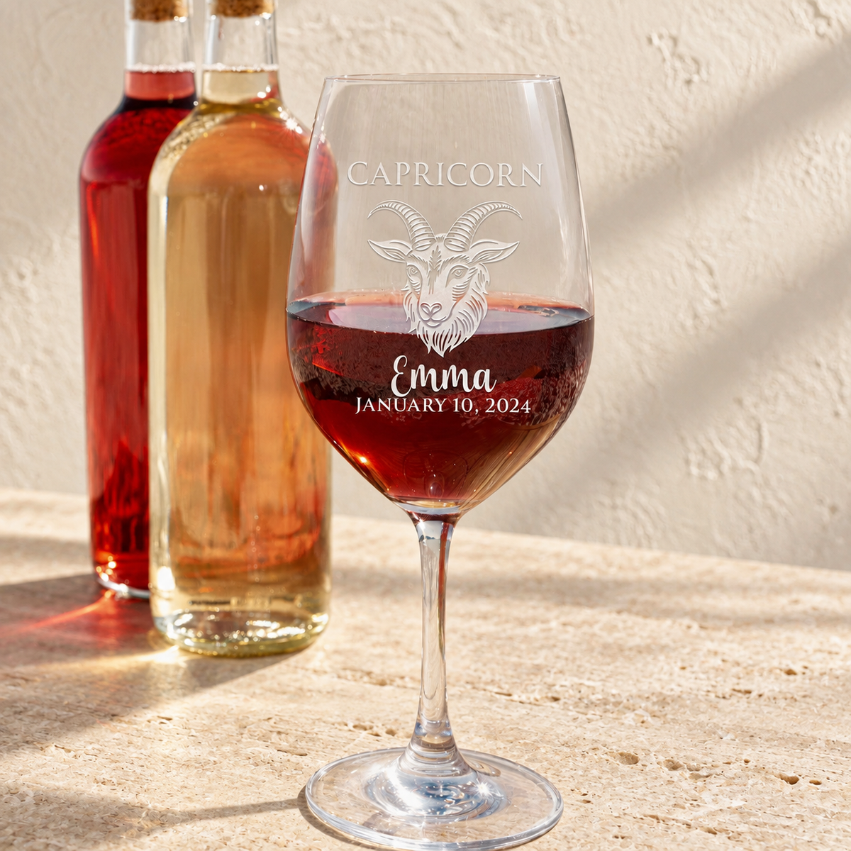 Personalized Wine Glass - Astrology - "CAPRICORN"