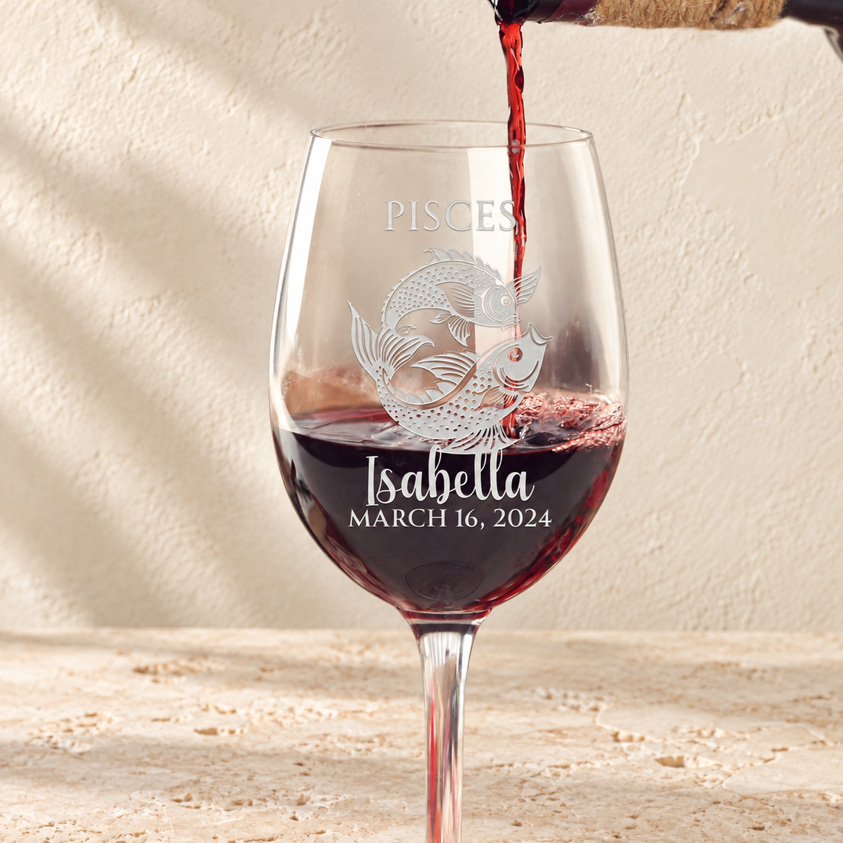 Personalized Wine Glass - Astrology - "PISCES"