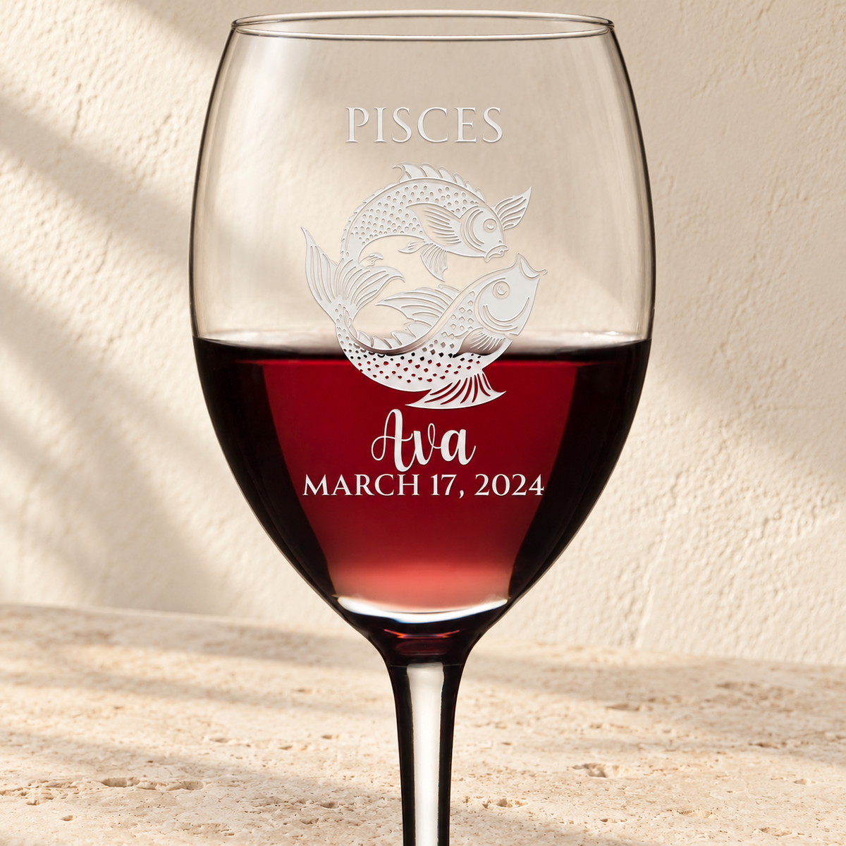 Personalized Wine Glass - Astrology - "PISCES"