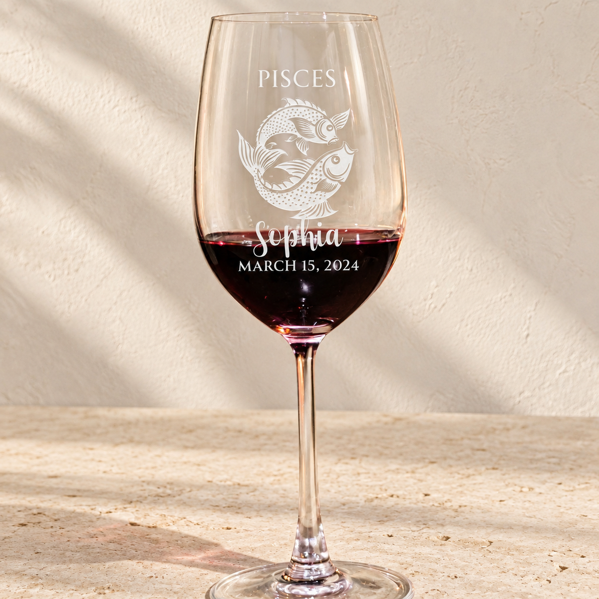 Personalized Wine Glass - Astrology - "PISCES"