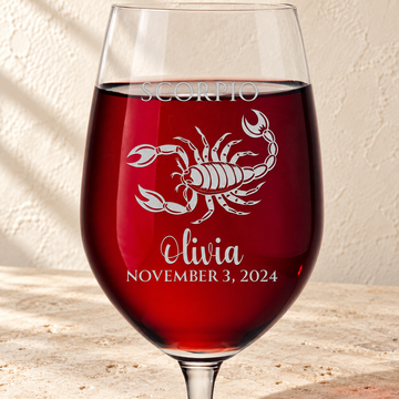 Personalized Wine Glass - Astrology - "SCORPIO"