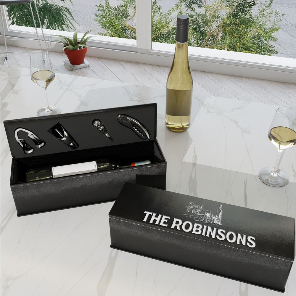 The Cellar - Personalized Wine Gift Box Set - "Vegan Leather" - Bar Decor