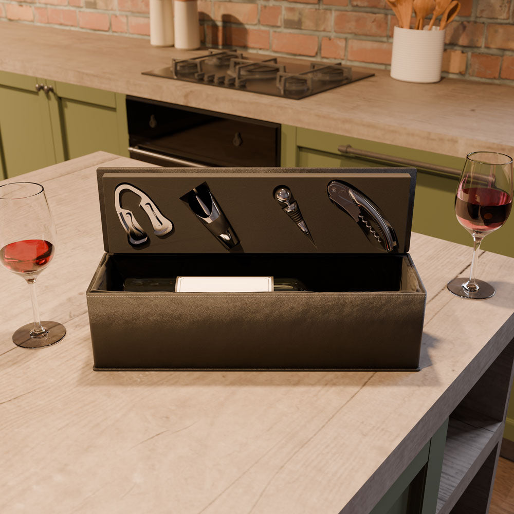 The Cellar - Personalized Wine Gift Box Set - "Vegan Leather" - Bar Decor