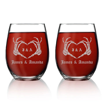 Personalized Stemless Wine Glass Set - 