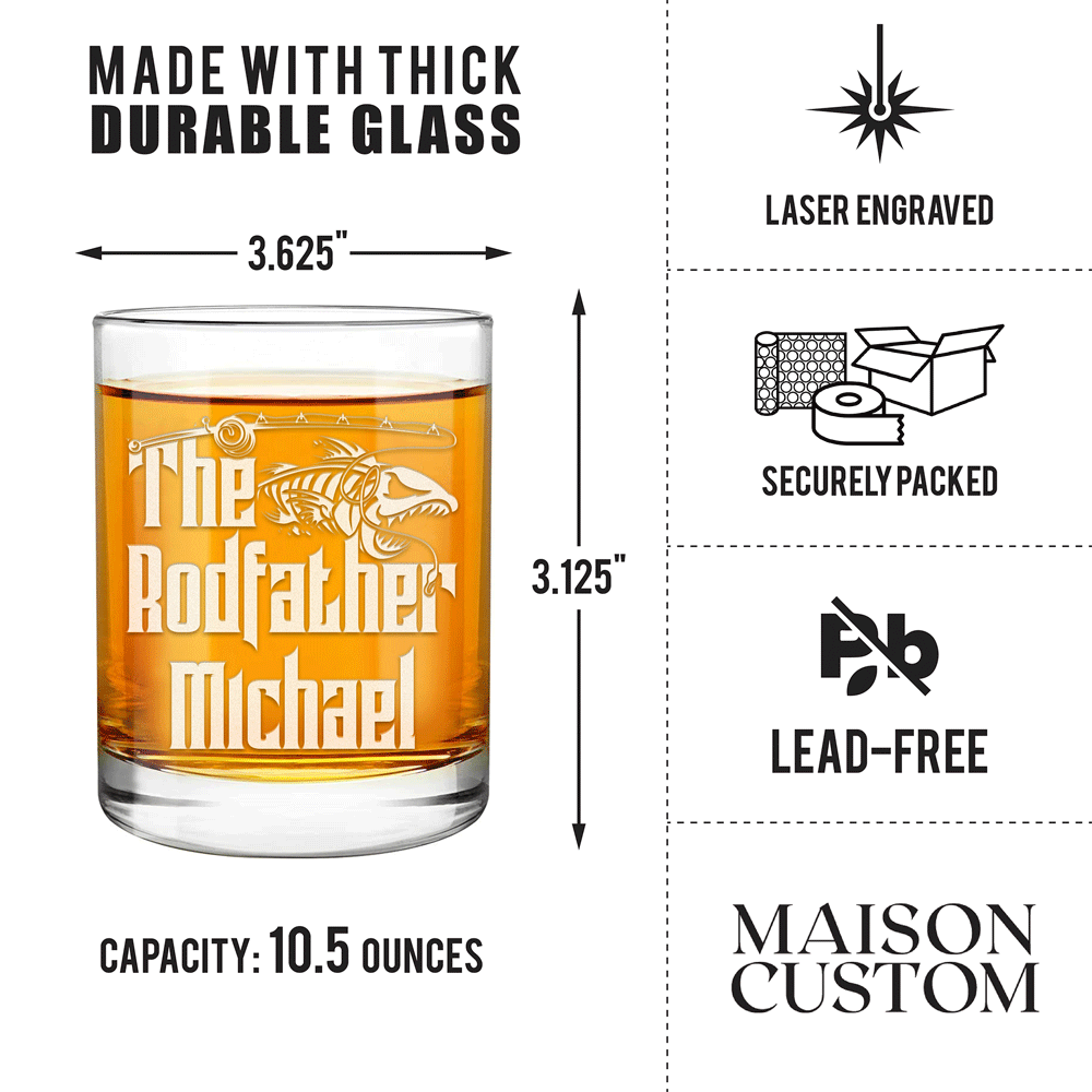 Personalized Whiskey Glass - "The Rodfather"