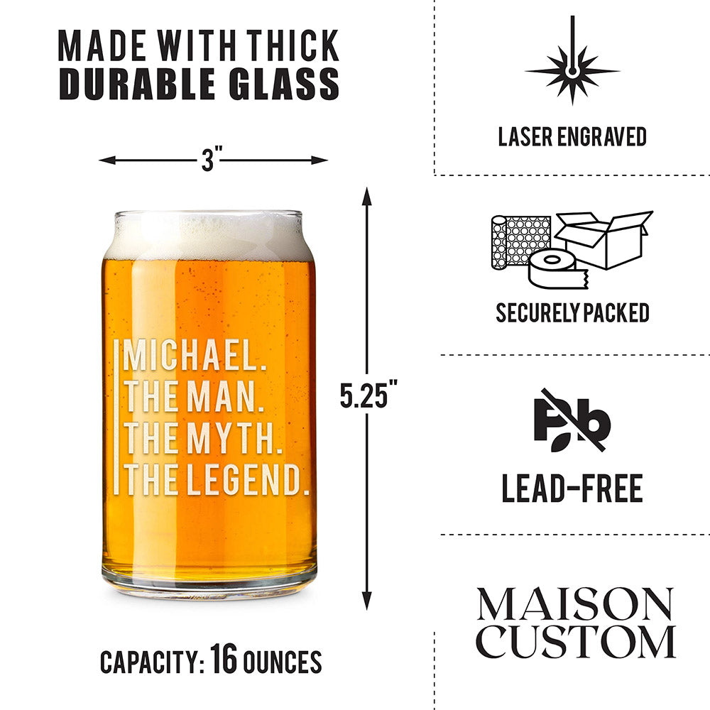 Personalized Beer Can Glass - "The Legend"