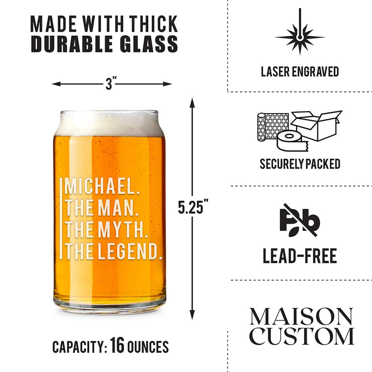Personalized Beer Can Glass - "The Legend"