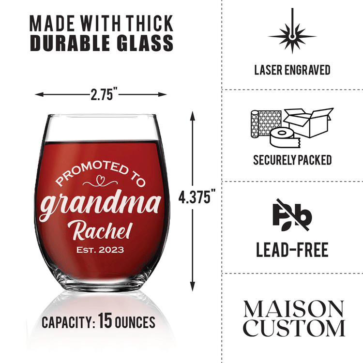 Personalized Whiskey and Wine Glass Set - Promoted to Grandparents