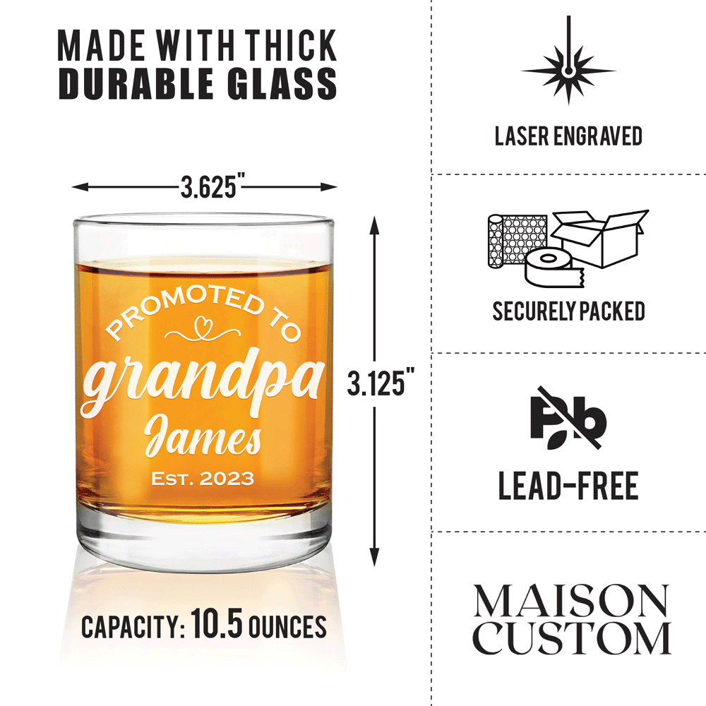 Personalized Whiskey and Wine Glass Set - Promoted to Grandparents