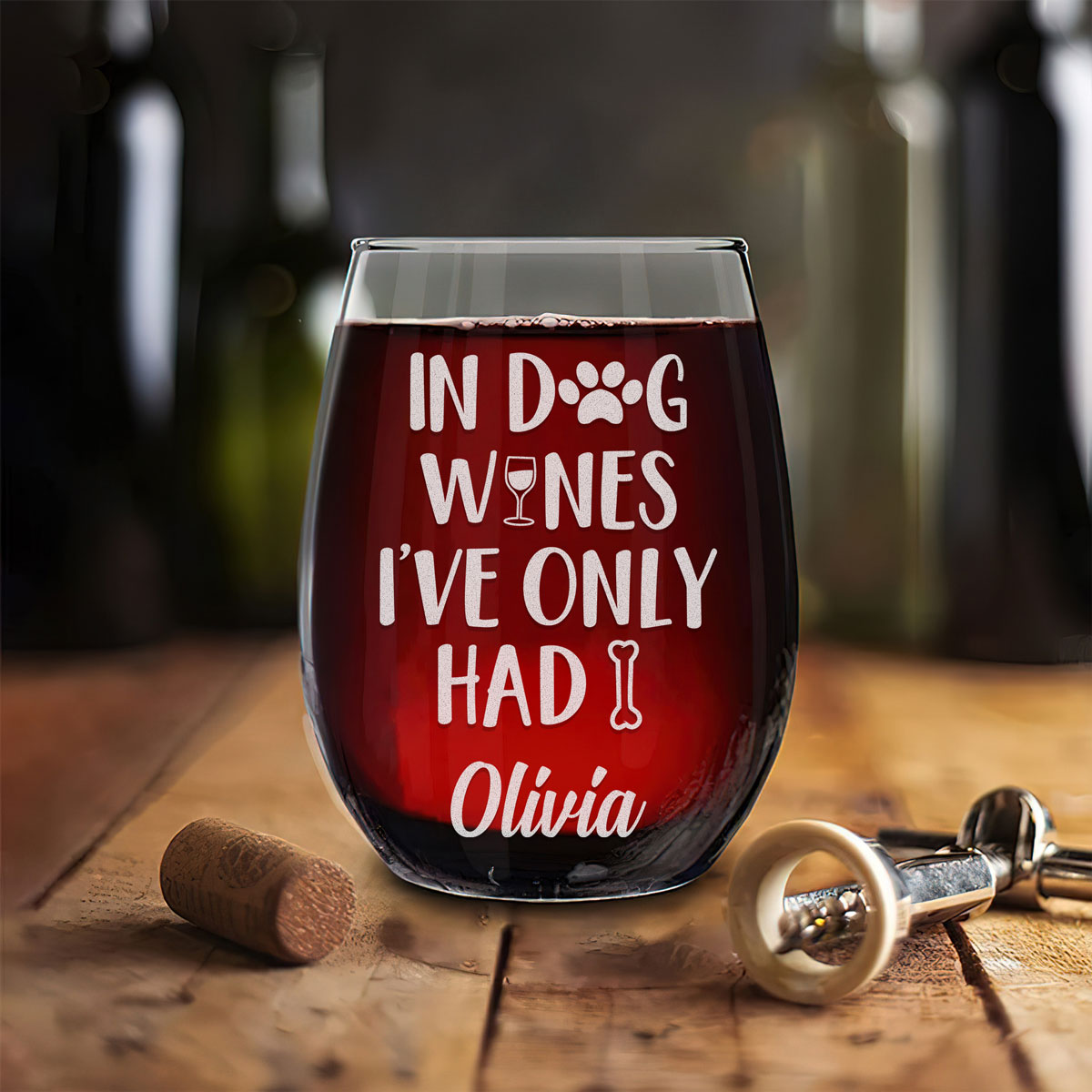 Personalized Stemless Wine Glass - "Dog Owner Wine Glass"