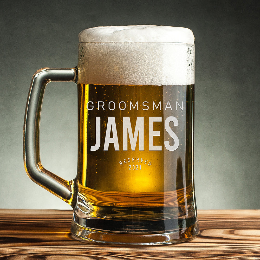 Personalized Beer Mug - "Groomsman Reserved"