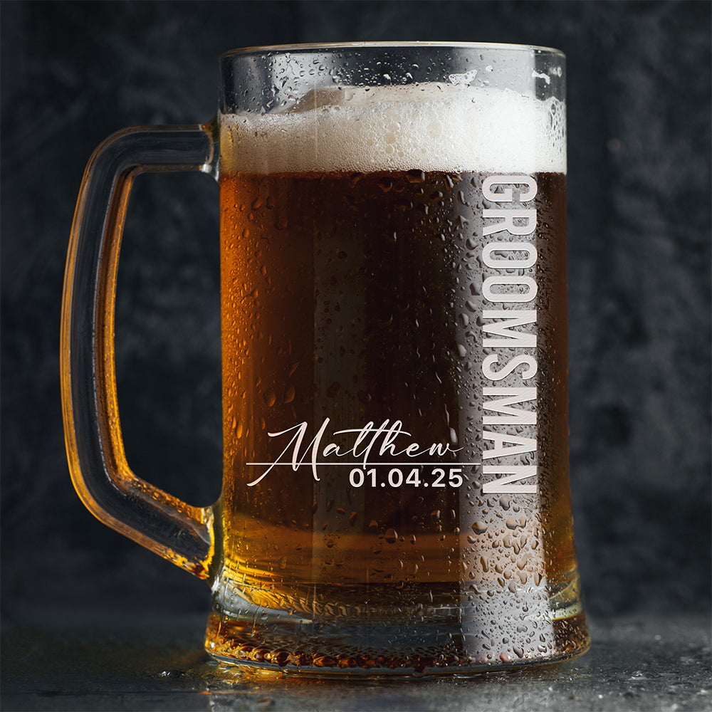 Personalized Beer Mug - "Signature Groomsman"