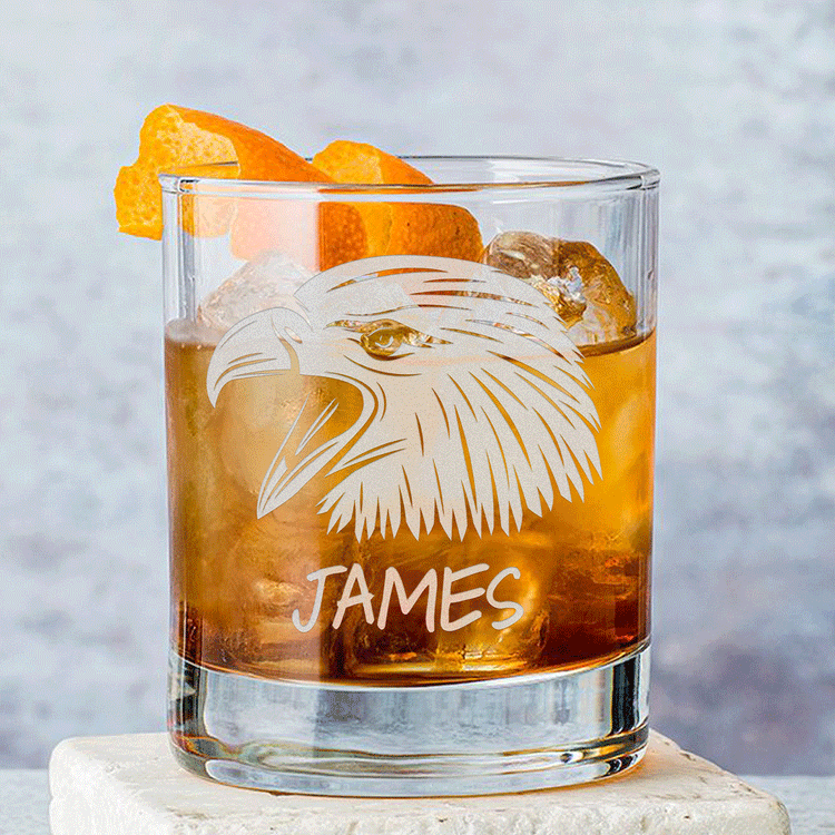 Personalized Whiskey Glass - "Eagle Head"