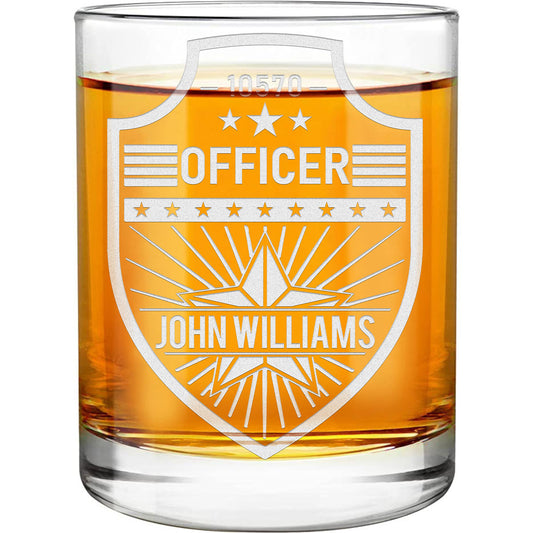 Personalized Whiskey Glass - "Police Badge"