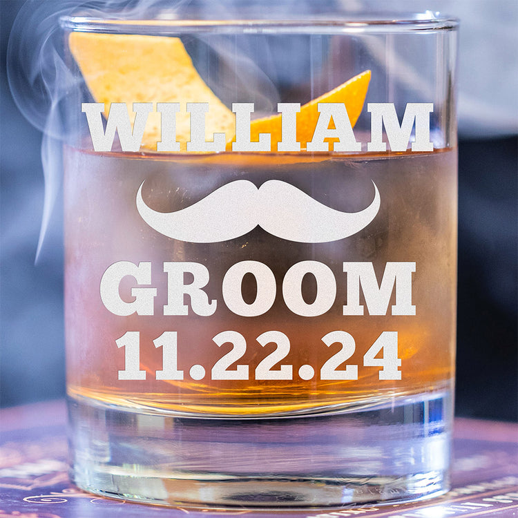 Personalized Whiskey Glass - "Moustache men"