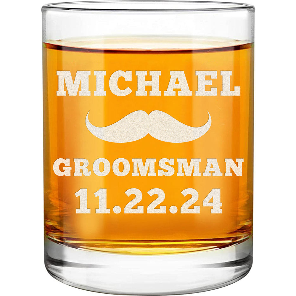 Personalized Whiskey Glass - "Moustache men"