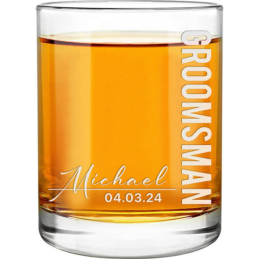 Personalized Whiskey Glass - "Signature Groomsman"