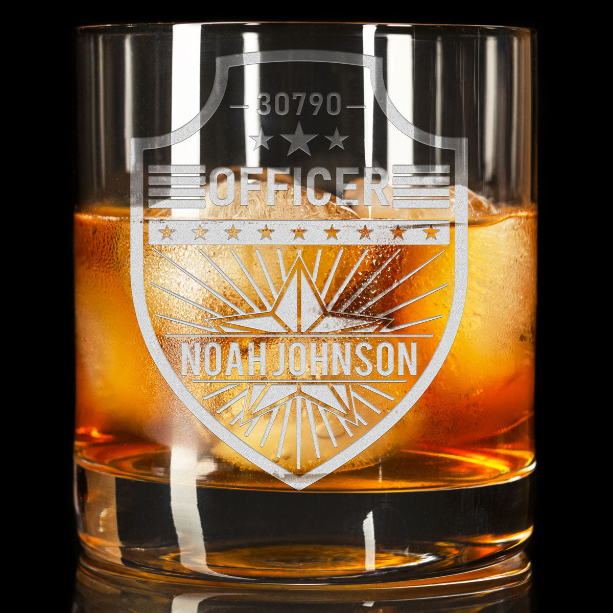 Personalized Whiskey Glass - "Police Badge"