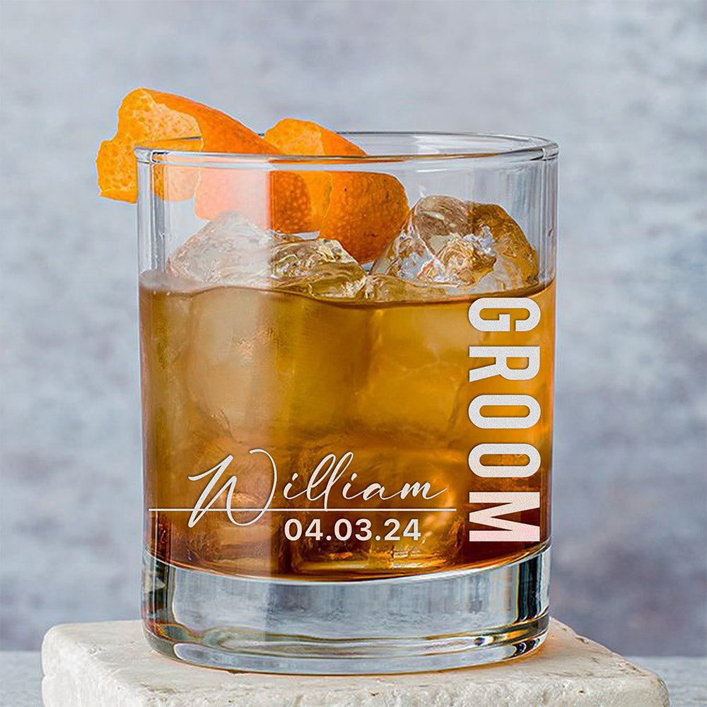 Personalized Whiskey Glass - "Signature Groomsman"