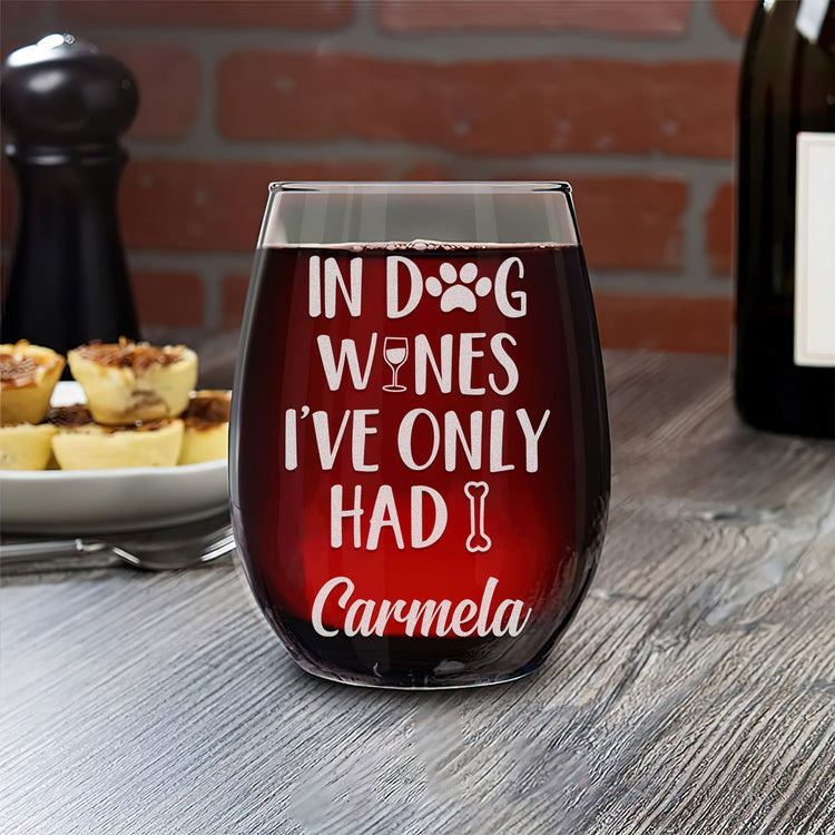 Verre à vin sans pied personnalisé - "Verre à vin pour propriétaire de chien"