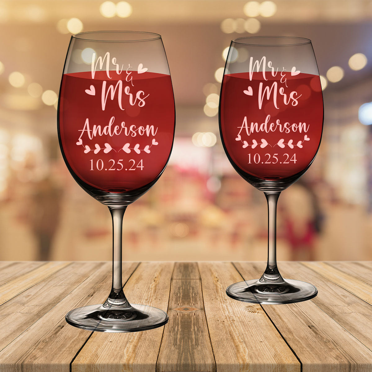 Personalized Wine Glass - "Mr & Mrs"