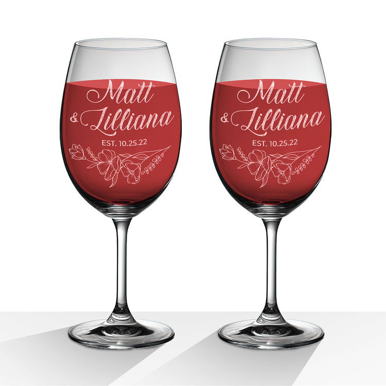 Personalized Wine Glass - "Floral Relationship Set"