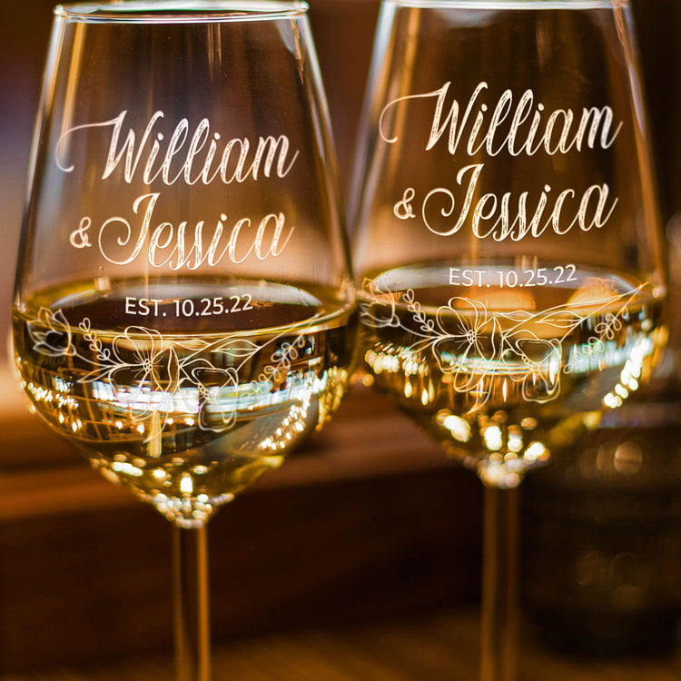 Personalized Wine Glass - "Floral Relationship Set"