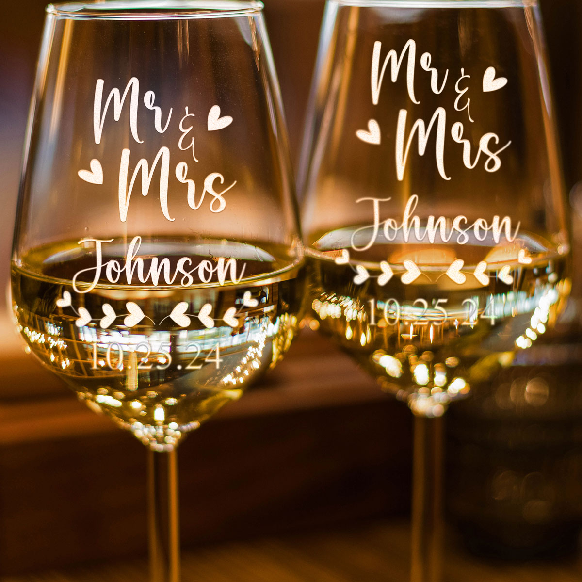 Verre à vin personnalisé - "Mr &amp; Mrs"