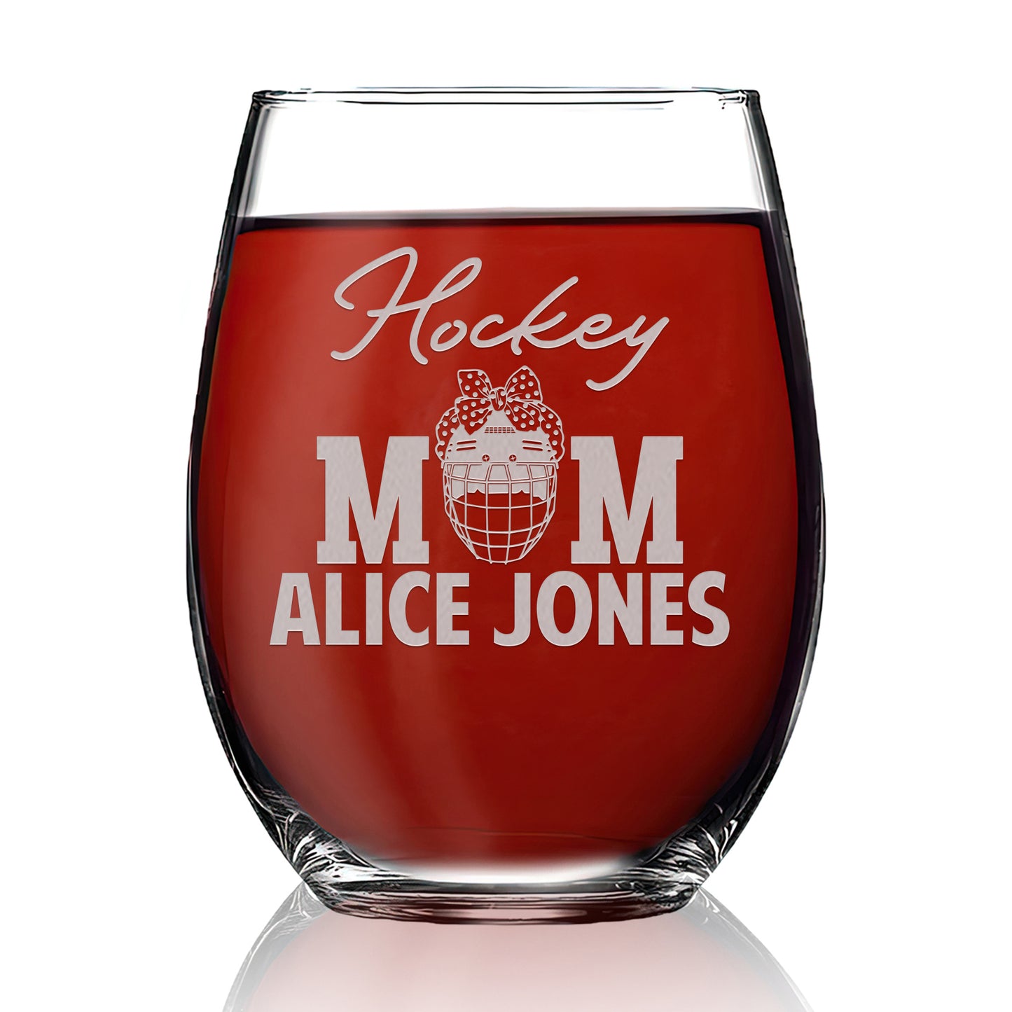 Personalized Stemless Wine Glass - Hockey Mom