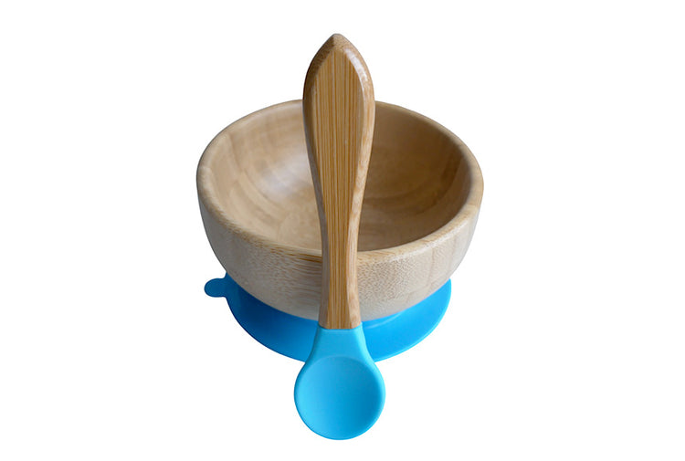 Personalized Baby Bamboo Suction Bowl - Blue