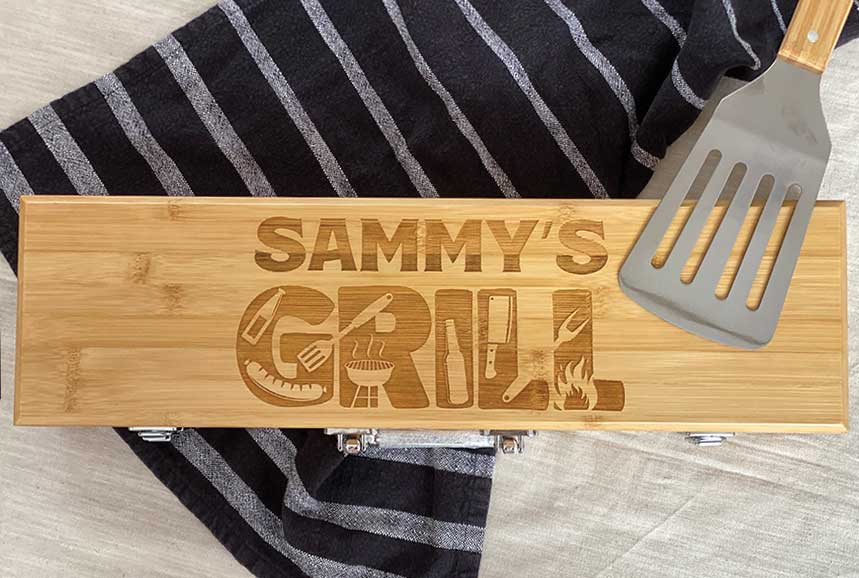 Personalized Grill Tool Set Engraved BBQ Tools Husband Gift Dad
