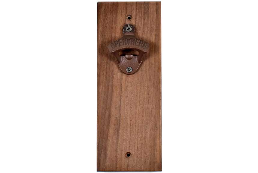 The Popper - Walnut - Personalized Wall-Mounted Bottle Opener