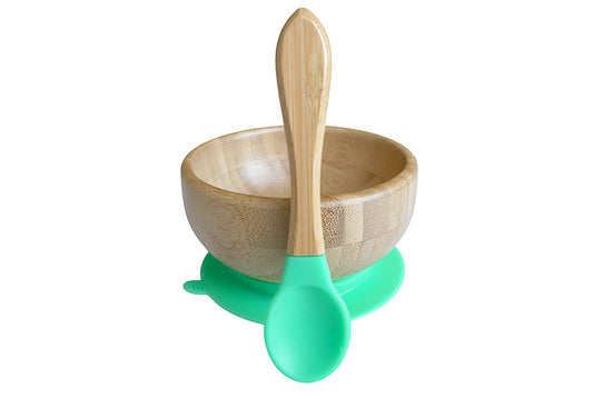 Personalized Baby Bamboo Suction Bowl - Green