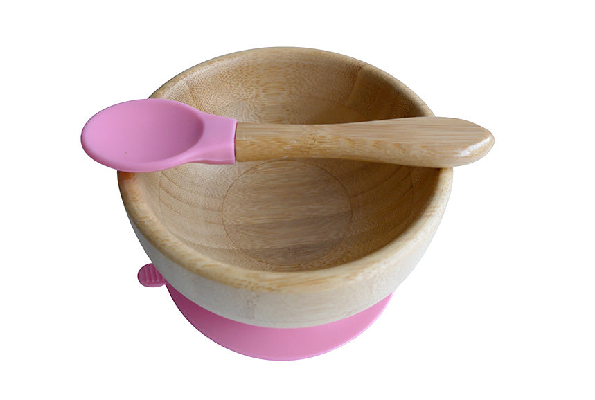 Personalized Baby Bamboo Suction Bowl - Pink