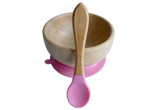 Personalized Baby Bamboo Suction Bowl - Pink