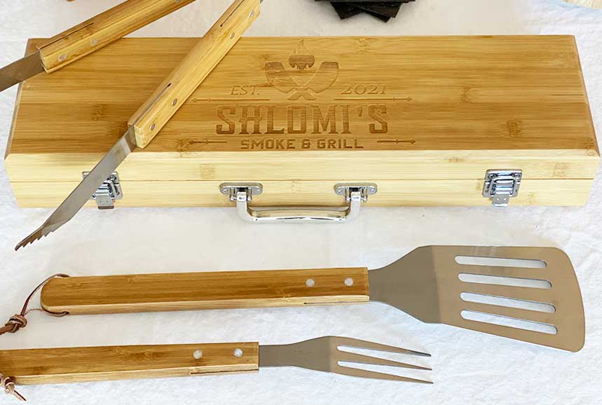Custom Grilling Tools The Sizzle - Personalized BBQ Tool Set - BBQ Grilling Gifts for Men ...