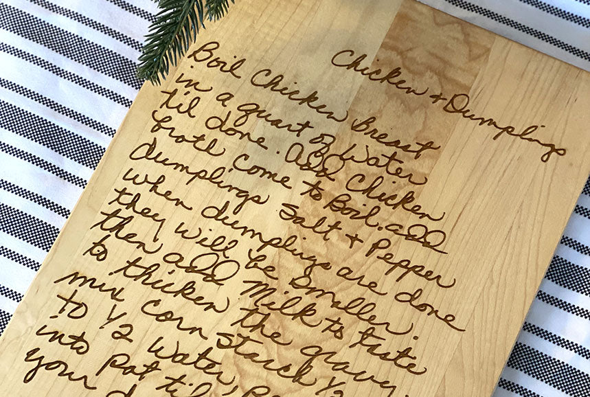 Handwritten Recipe Cutting Board Handmade Wooden Board